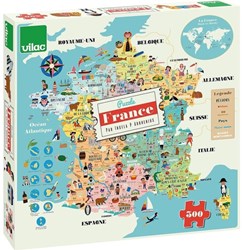 Vilac puzzle carte de France 300 pièces jeu éducatif en carton
