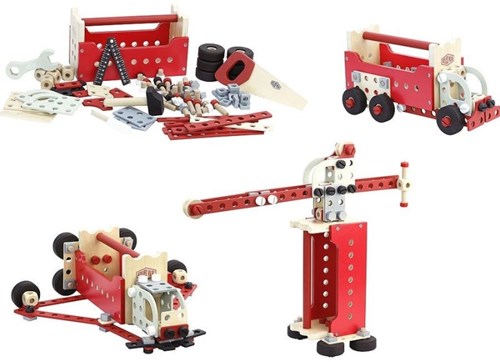 Vilac boîte à outils en bois établi réversible jouet set