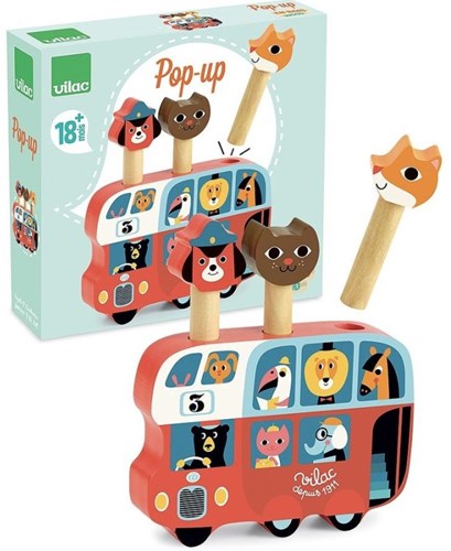 Vilac bus pop-up jouet en bois figurines à ressort Ingela Arrhenius