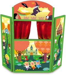 Vilac théâtre de marionnettes en bois Mélusine avec rideau rouge