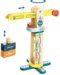 Vilac grue en bois jouet avec conteneurs magnétiques 34 cm
