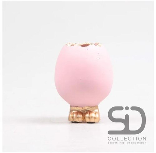 Vaas ei met voetjes 7.5x7.5x10cm roze