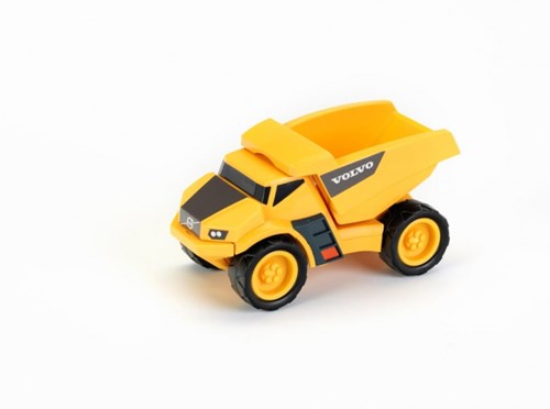 Klein Volvo kiepwagen speelgoed - bouwvoertuig 1:24 - geel grijs