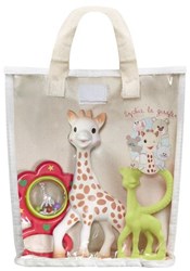 Vulli Sophie de giraf katoenen cadeau tas met rammelaar en bijtring - baby speelgoed