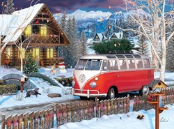 Eurographics puzzel VW kerstbus in blik - 550 stukjes - kerst puzzel