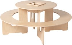 Van Dijk Toys Ronde tafel met bank en opbergbak (flatpacked) - Tafelblad en zitplank