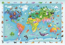 Clementoni puzzel - 60 maxi stukjes - Wildlife kaart 2025 - educatief speelgoed