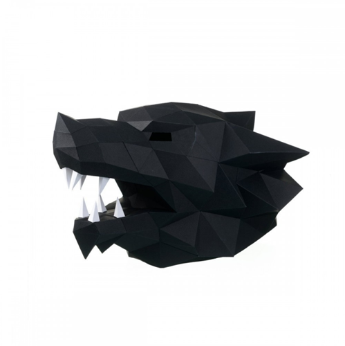 Wizardi Wizardi 3D Papercraft Wolf Masker 45x25x31 cm Zwart