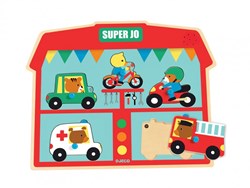 Djeco houten geluidenpuzzel Super Jo - educatief speelgoed - 5 stukjes