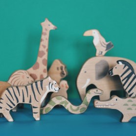 Bajo speelgoed jungle dieren set - educatief karton spel