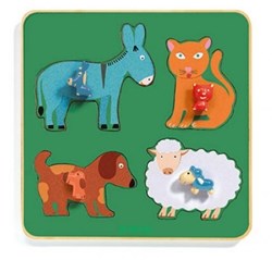 Djeco houten puzzel boerderijfamilie - dieren vormenpuzzel