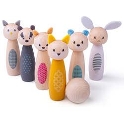 BigJigs quilles en bois animaux de la forêt FSC 100% jouet écologique