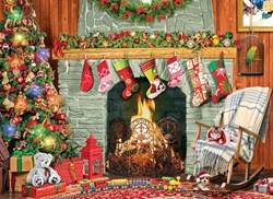 Eurographics kerst puzzel - Christmas by the Fireplace - 500 XXL stukjes
