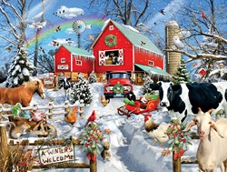 SunsOut puzzel XXL stukjes - Winter Barn - 500 stukjes