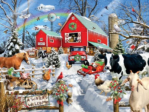 SunsOut puzzle pièces XXL - Winter Barn - puzzle 500 pièces