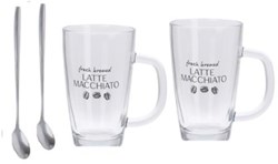 Excellent Houseware latte macchiato glazen set - 2 stuks met lepels 300 ml