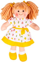 BigJigs pop Zoe - zachte stoffen meisjespop 28 cm knuffelpop